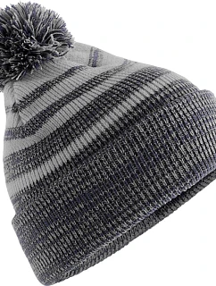 Beechfield B 476 Pletená čepice s bambulí "Team Stripe" 53.0476 grey/navy
