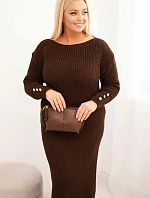 Dámská svetrková suknička Plus Size s mohair čokoládová
