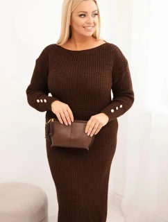 Dámská svetrková suknička Plus Size s mohair čokoládová