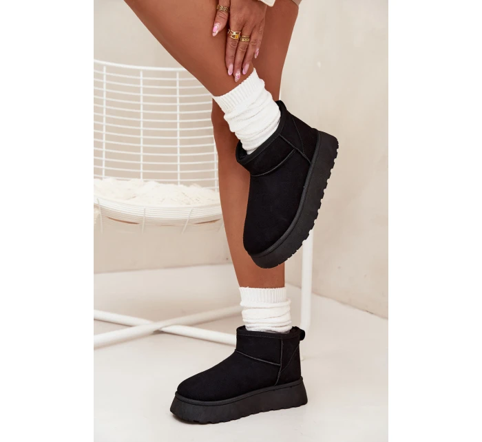 Dámské sněhule na platformě s kožíškem Vesirae – černé