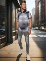 Pánská pruhovaná polokošile tmavě modrá FashionStreet PX0641