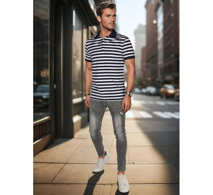 Pánská pruhovaná polokošile tmavě modrá FashionStreet PX0641