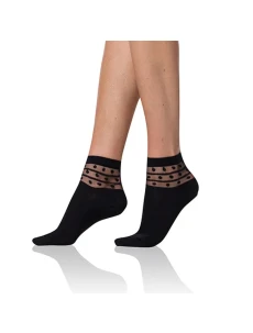 Dámské ponožky s ozdobným lemem TRENDY COTTON SOCKS - BELLINDA - černá