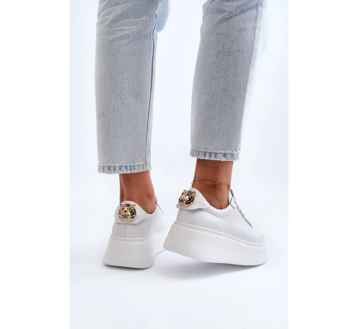 Dámské kožené tenisky na platformě model 21649096 bílé - CheBello