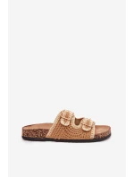 Háčkované dámské pantofle se zlatými sponami Camel Fenira Háčkované dámské pantofle se zlatými sponami Camel Fenira