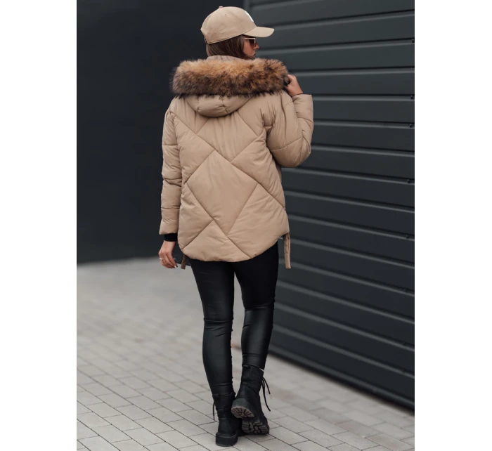 Dámská zimní bunda LESISI prošívaná s kapucí béžová FashionStreet TY4715