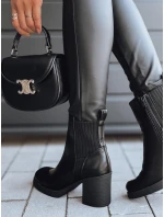 BLACKOUT černá FashionStreet dámské kozačky na podpatku ZY0519
