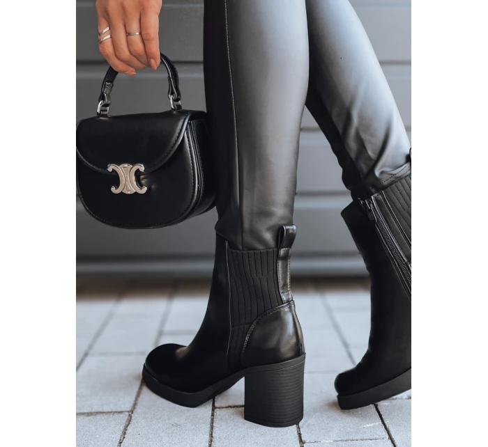 BLACKOUT černá FashionStreet dámské kozačky na podpatku ZY0519