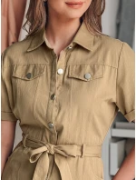 LOVE ME MIDI midi košilové šaty béžové FashionStreet EY2594 LOVE ME MIDI midi košilové šaty béžové FashionStreet EY2594