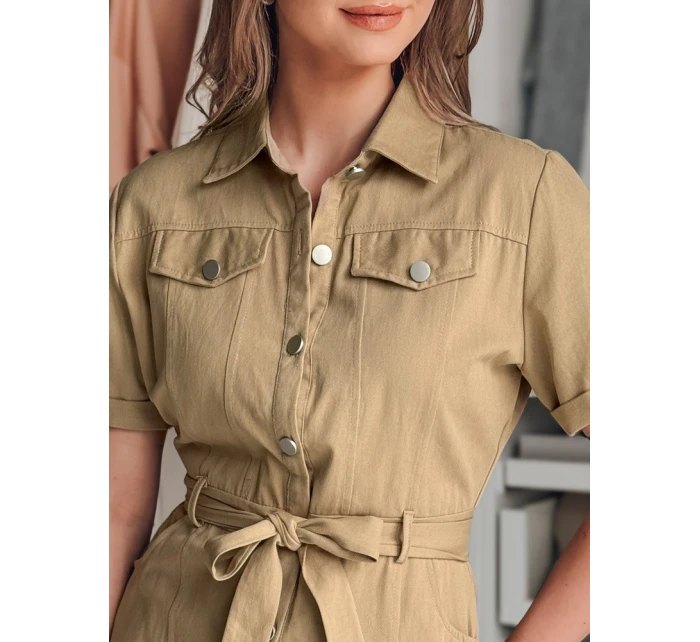 LOVE ME MIDI midi košilové šaty béžové FashionStreet EY2594 LOVE ME MIDI midi košilové šaty béžové FashionStreet EY2594