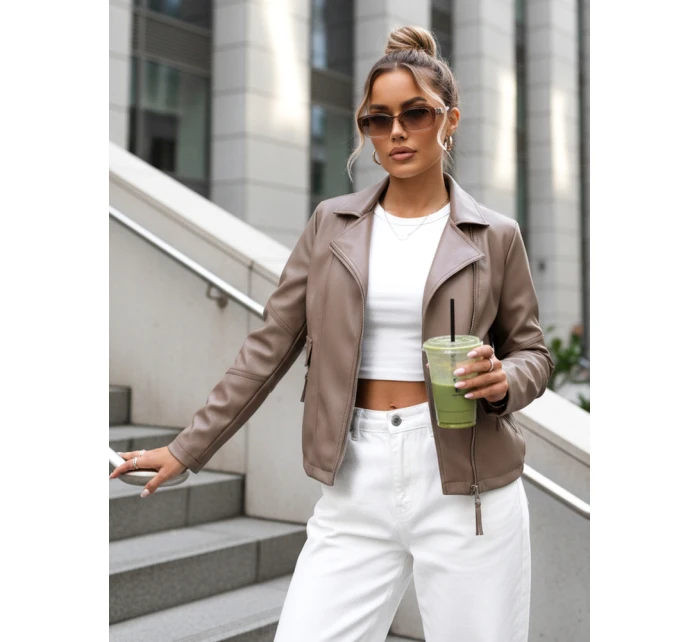 damska skórzana taupe model 22025159 - FashionStreet