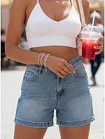 Dámské džínové šortky s vysokým pasem modré FashionStreet SY0515