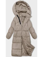 Světle béžová dlouhá hrubší dámská bunda s kapucí model 21246162 - J.STYLE Světle béžová dlouhá hrubší dámská bunda s kapucí model 21246162 - J.STYLE