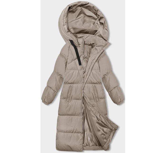 Světle béžová dlouhá hrubší dámská bunda s kapucí model 21246162 - J.STYLE Světle béžová dlouhá hrubší dámská bunda s kapucí model 21246162 - J.STYLE