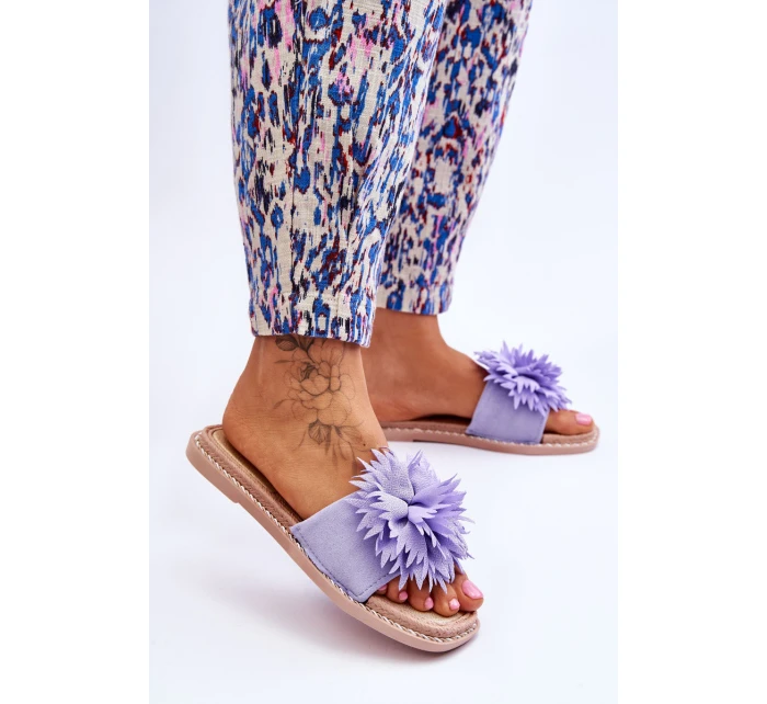 Dámské semišové pantofle s zdobením fialove Giorgia Dámské semišové pantofle s zdobením fialove Giorgia