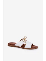 Kožené Dámské Pantofle Na Plochém Podpatku Bílé model 21692923 - Zazoo