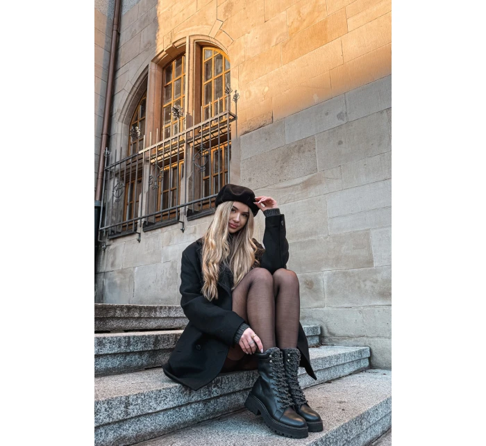 Dámské trapery kotníkové boty z eko kůže černé Bellora