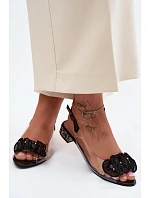 Dámské sandály průhledné s krystaly D&A MR61-9002 Černé