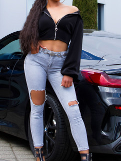 Sexy Skinny Grey Ripped Jeans