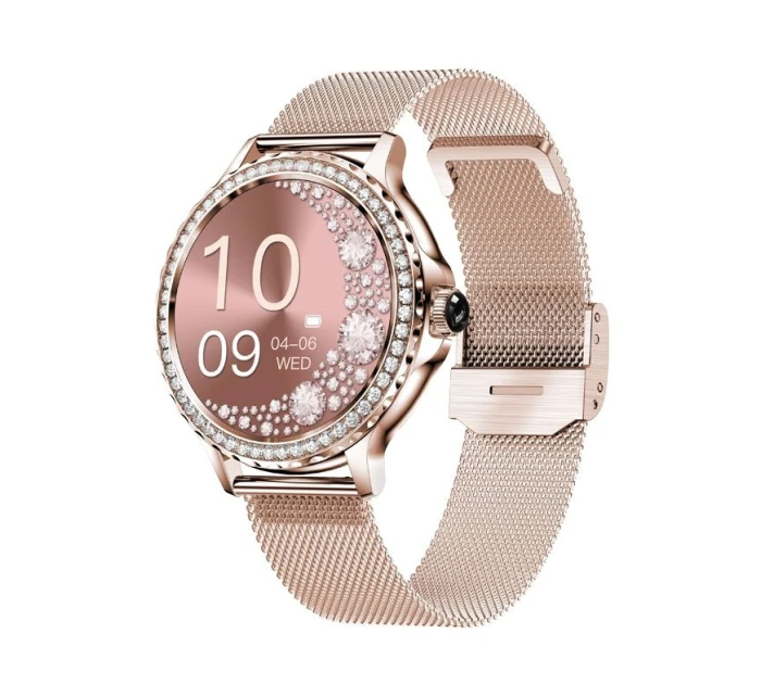 Dámské chytré hodinky VELTORI VT320-1 Zlatý náramek + růžový silikonový řemínek Dámské chytré hodinky VELTORI VT320-1 Zlatý náramek + růžový silikonový řemínek