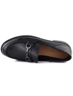 Dámské kožené polobotky mokasíny černé model 22015069 - VINCEZA