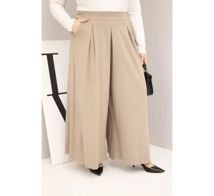 Dámské bavlněné kalhoty Plus Size s širokými nohavicemi a volným střihem fango Dámské bavlněné kalhoty Plus Size s širokými nohavicemi a volným střihem fango