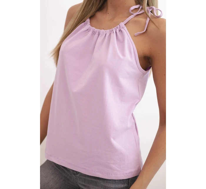 Dámská bavlněná tílko s model 21820491 u krku fialová - K-Fashion