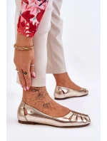 Zazoo 10009 Pohodlné Dámské Kožené Baletky Zlaté