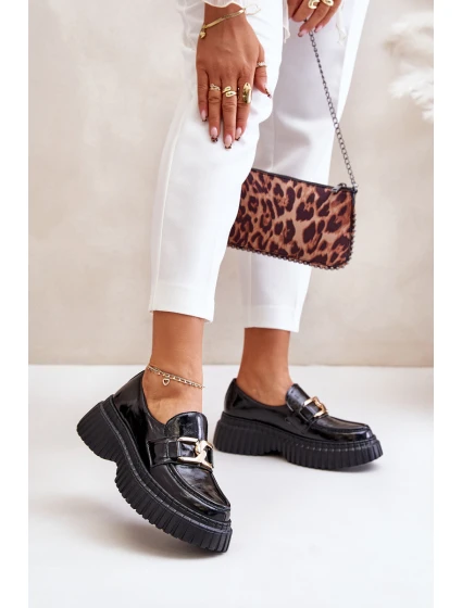 model 21673783 Lakované Polobotky Mokasíny Dámské Z Přírodní Kůže Tmavě Zelené - Zazoo