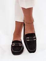 Mokasiny Loafersy Dámské S Ozdobným Prvkem Černé Evelora