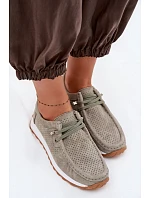 Dámské polobotky z přírodního semiše Zelená model 22091770 - EVENTO