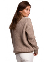 model 15106502 Žebrovaný pletený svetr béžový - BeWear