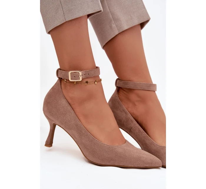 Lodičky z eko semiše Devoria – tmavě béžové