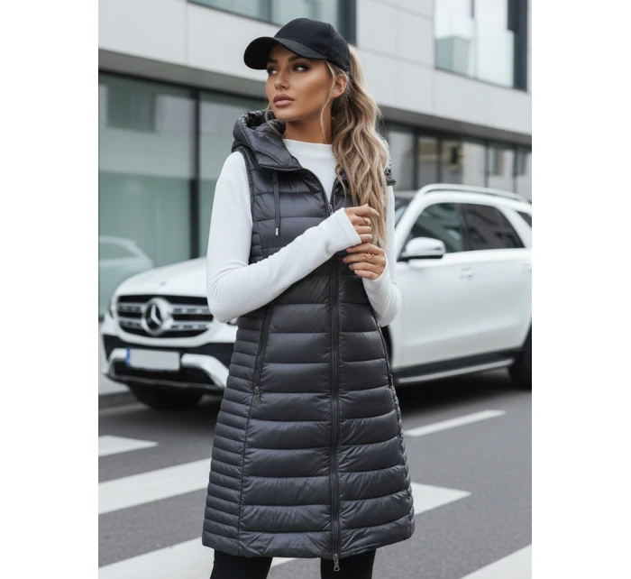 Dámská prošívaná vesta s kapucí šedá FashionStreet TY5254