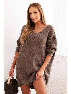 Dámské šaty Plus Size vlněné s výstřihem do V fango