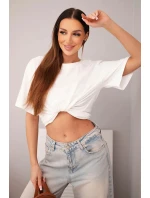 Dámská bavlněná basic halenka s krátkým rukávem bílá Dámská bavlněná basic halenka s krátkým rukávem bílá