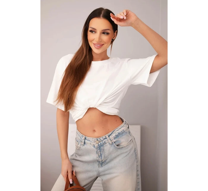 Dámská bavlněná basic halenka s krátkým rukávem bílá Dámská bavlněná basic halenka s krátkým rukávem bílá