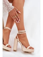 Dámské Sandály Na Podpatku S Páskem Béžové Fevenne Dámské Sandály Na Podpatku S Páskem Béžové Fevenne