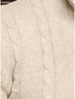 Pánský svetr se stojáčkem béžový FashionStreet WX2327 Pánský svetr se stojáčkem béžový FashionStreet WX2327