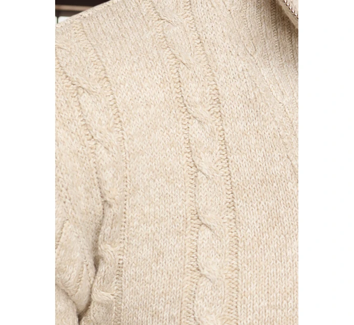 Pánský svetr se stojáčkem béžový FashionStreet WX2327 Pánský svetr se stojáčkem béžový FashionStreet WX2327