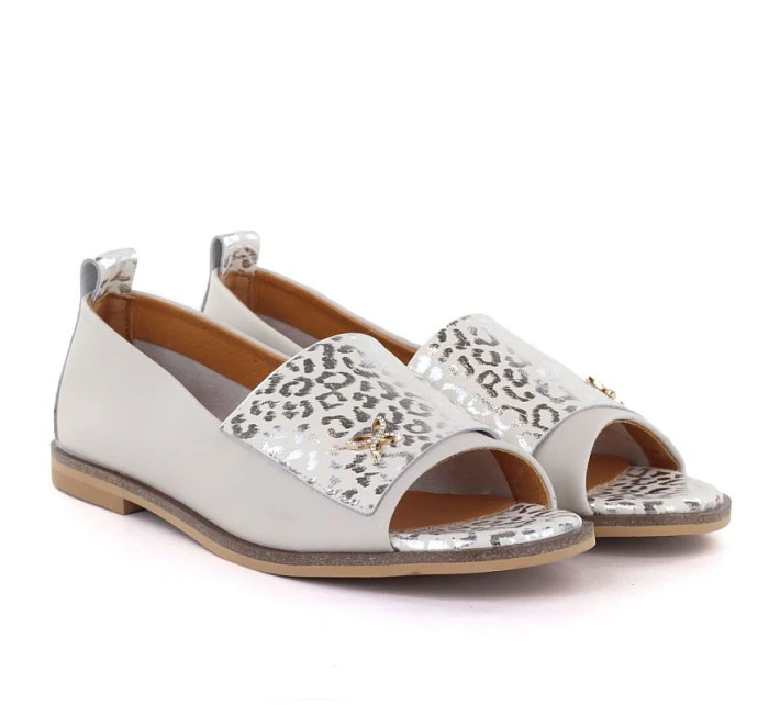 Dámská kožená obuv s otevřenou špičkou béžová model 22116480 - Potocki