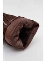 Dámské kozačky s  lemem s přezkou a zipem hnědé model 21711807 - Boto