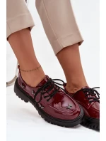 Dámské lakované kožené polobotky s připínacími doplňky Artiker – bordó