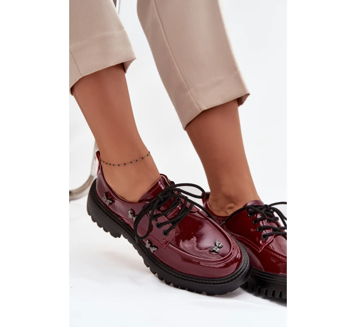 Dámské lakované kožené polobotky s připínacími doplňky Artiker – bordó