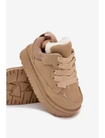 Dětské zateplené sneakers s kožíškem Mireen – béžové