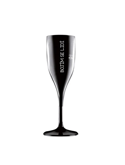 Bojím se lidí - černá nerozbitná prosecco sklenice 150 ml