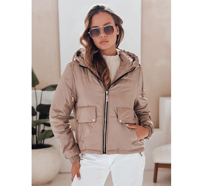 Dámská prošívaná bunda s kapucí ARON camel FashionStreet TY4398