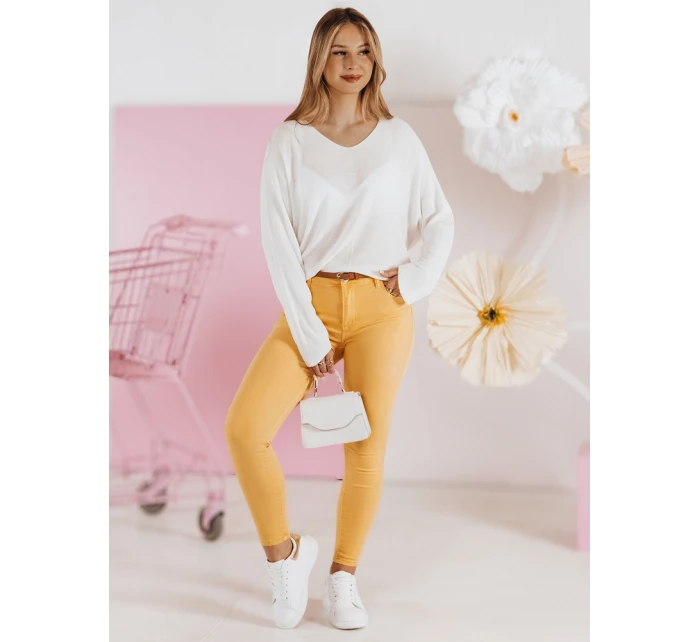 CLARET dámské džínové kalhoty s páskem žluté FashionStreet UY2454