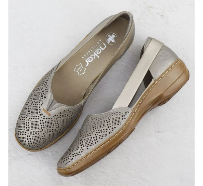 Dámská kožená prolamovaná pohodlná obuv lila Rieker 41351-90