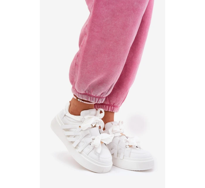 Eko Kožené Tenisky Na Platformě Bílé Penolle Eko Kožené Tenisky Na Platformě Bílé Penolle